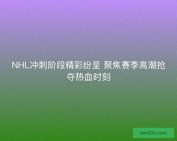 NHL冲刺阶段精彩纷呈 聚焦赛季高潮抢夺热血时刻